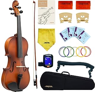 Handcrafted Premium Violin Outfit for Kids Beginner, Student, and Adults -Perfect Your Sound and Unlock Your Musical Potential with Confidence.(Matte Antique, 4/4 Full)