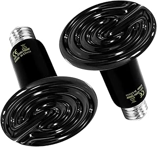 HealSmart Reptile Heat Lamp 100W 2-Pack Ceramic Heat Emitter, No Light Emitting Heat Bulbs for Amphibian Pet Brooder Coop Incubating Chicken, Lizard Bearded Dragon Turtle Snake Terrarium Black