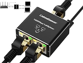 CableGeeker Ethernet Splitter 1 to 2 High Speed 1000Mbps, Gigabit RJ45 Internet Splitter with USB Power Cable, Network LAN Adapter for Cat 5/6/7/8 Cable [2 Devices Simultaneous Networking]