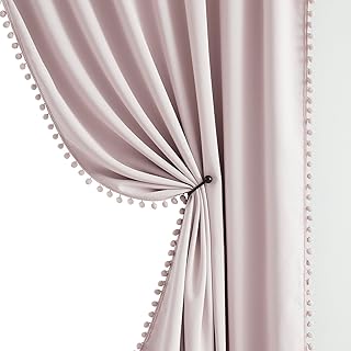Pink Pom Pom Blackout Curtains