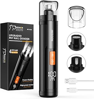 Dog Nail Grinder Upgraded - Professional 3-Speed Super Quiet and Low Vibration Electric Pet Nail Grinder with 4 LED Lights - Painless Paws Grooming & Smoothing for Small to Large Dogs (Black)
