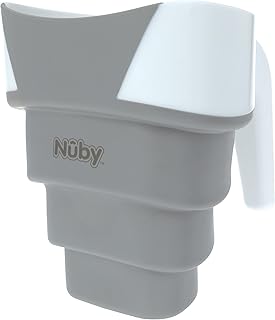 Nuby Collapsible Rinse Pail for Baby Bath Time - Collapsible Bucket with Easy Grip Handle to Rinse Baby Shampoo and Soap - Baby Essentials