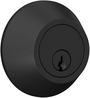 Deadbolt with Round Trim, Keyed 1 Side, Matte Black Finish