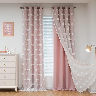 Pink Pom Pom Blackout Curtains