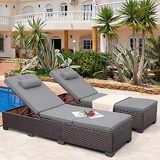 Wicker Outdoor Chaise Lounge Set