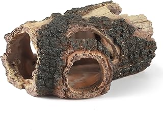 IBWell Aquarium Wood Fish Tank Decorations?Resin Fake Logs Terrarium DÉCor, Reptile Hide Aquarium Hideout for Fish Cave, Small Turtles, to 20 Gallon Tank