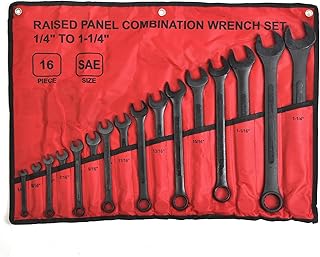 16 Piece SAE Combination Wrench Set, 1/4" to 1-1/4" SAE Wrench Set with Roll Up Pouch