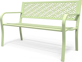 VINGLI Floral Outdoor Metal Bench