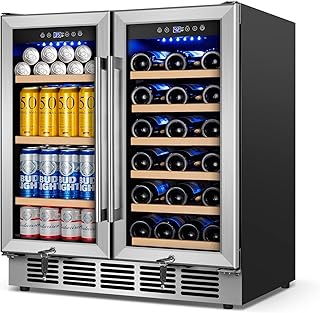 30" Wine and Beverage Refrigerator - Dual Zone Wine and Beverage Cooler, Under Counter/Freestanding Wine and Beer Fridge Holds 29 Bottles & 110 Cans - Ideal for Home, Bar, and Office-Premium Cooling