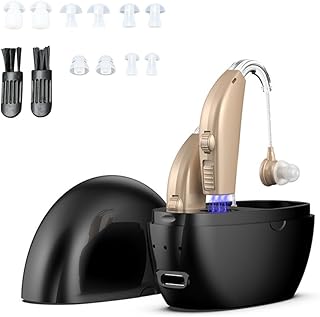 Hearing Aids for Seniors Rechargeable with Noise Cancelling,Behind-The-Ear Severe Hearing Loss Hearing Amplifier,Physical Adjustment Buttons,Up to 25 Hours