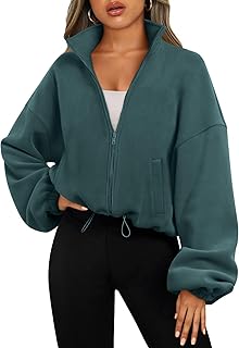 Womens Fleece Jackets Zip Up Oversized Sweatshirts Winter Clothes Long Sleeve Crop Sherpa Fall Outfits Fashion