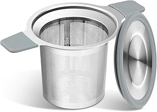 Ohtomber Tea Infuser Strainers, Stainless Steel Loose Leaf Tea Strainer Stepper with Heat Proof Double Handles, Extra Fine Mesh Ball Infusers, Diffuser Holder Filter for Mugs