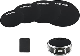 EASTROCK Drum Mute Pads Set 5 Pieces Foam Drum Silencer Pads, Fit 10”, 12”, 14”, 16" Drum, with Snare Wire Pad (Drum Mute Pad 5-Pack) (Fit 10,12,14,16" drum-5 pack)
