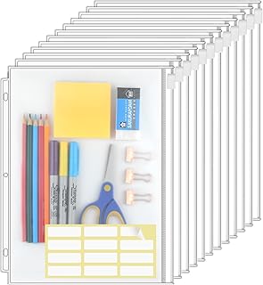 KTRIO Clear Binder Zipper Pouches