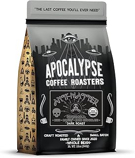 Apocalypse Coffee Roasters - Anti-Matter - Organic Whole Bean Coffee - Craft Roasted Guatemala Blend - Dark Roast - Rich, Robust, Dark Chocolate Finish - Small Batch - Family Owned - 12oz