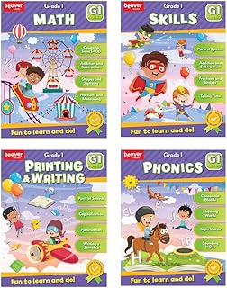 Head Start Workbooks for Kids Ages 6-7, Fun 1st Grade Workbooks for Learning Reading and Math Basics, Before School Workbooks with Math, Printing, Writing, Phonics, and Skills