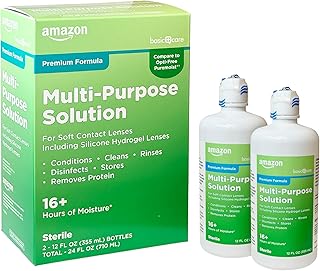 Amazon Basic Care Multi-Purpose Contacts Solution - Premium Formula, 12 fl oz (Pack of 2)