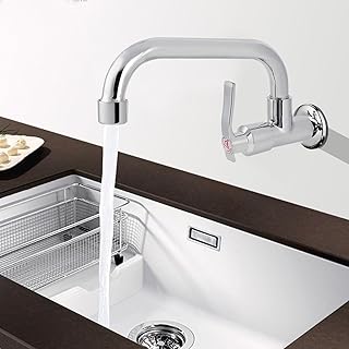 Kitchen Faucet, Wall Mounted Sink Faucet Single Cold Water Tap Hand Washing Basin Accessories for Home Kitchen Bathroom Laundry Room Garden Washing Machine (LQ-3093 20cm)