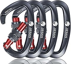 25KN Locking Climbing Carabiner Clips, UlAA Certified Rockclimbing Carabiner,Heavy Duty Carabiners Equipment,Large SizeCarabiner for Climbing, Rappelling,Hunting and Rescue