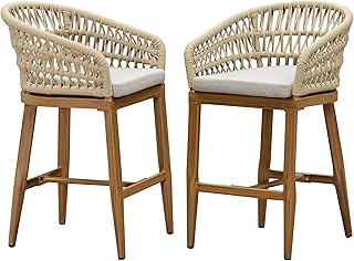 Purple Leaf Rattan Bar Stool
