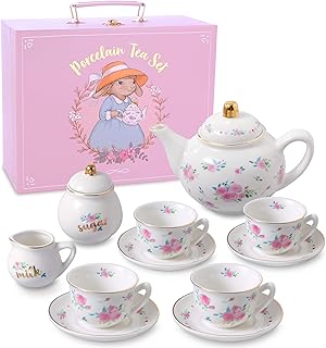Porcelain Floral Tea Set for Kids