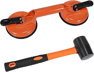 Floor Gap Fixer Tool for Laminate Floor Gap Repair Plank Grabber Includes Heavy Duty Aluminum Suction Cup and Fiberglass Handle Rubber Mallet (Can't Use on Scraped Surface Floor)