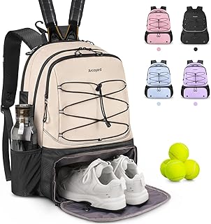 Tennis Bag Holds 2 Rackets, Professional Tennis Bags for Women, Tennis Backpack with Ventilated Shoe Compartment