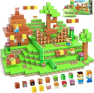 108PCS Magnetic Blocks Building Toys - 1'' Magnet Building Blocks Build Mine Magnet World Game Adventure Set Cubes Boys Girls Toys Ages 3-5 4-6 5-7 6-8 Kids Gifts for 3-12 Years Old School Supplies