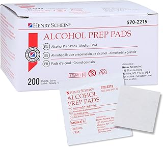 Henry Schein Alcohol Prep Pads, Medium Size, 200 Count - 70% Isopropyl Alcohol, Individually Wrapped, Sterile Wipes for Medical & Everyday Use