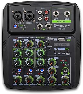 B4-Live 4-Channel DJ Mixer with Bluetooth, USB Playback, Recording, 48V Phantom Power, and Effects – Professional DJ Audio Mixer for Live Sound, Podcasting, and Studio Recording