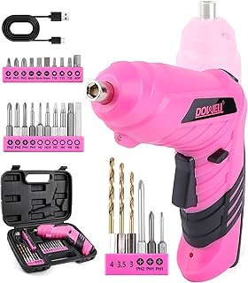 DOWELL Power Electric Cordless Screwdriver Set Rechargeable 3.6V Power Screwdriver Kit Tools for Women with 27pcs Accessories Pink