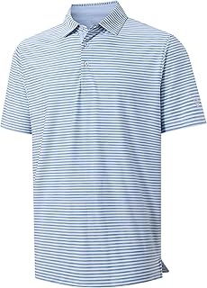 M MAELREG Golf Polo Shirts for Men Short Sleeve Dry Fit Striped Performance Moisture Wicking Collared Casual Mens Golf Shirt