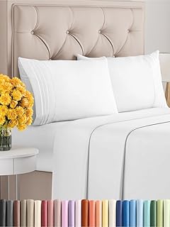 Queen Size 4 Piece Sheet Set - Extra Soft, Breathable & Cooling Sheets - Hotel Luxury Durable Bed Sheets for Women & Men - Deep Pockets, Easy-Fit & Wrinkle-Free Sheets - Bright White Oeko-Tex Sheets