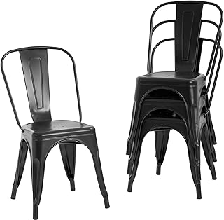 V&LX Metal Stackable Dining Chairs