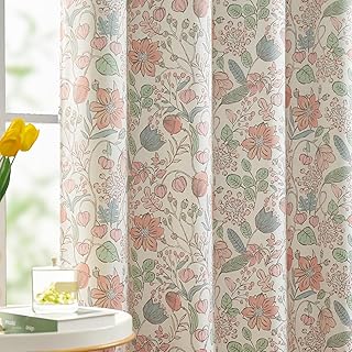 jinchan Pink Floral Blackout Curtains