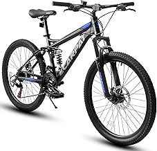 24/26/27.5 Inch Wheel Mountain Bike, 21 Speed MTB Bike with Full/Front Suspension, Steel Frame and Dual Disc Brakes, Adult Mens Outdoor Cycling Mountain Bicycle