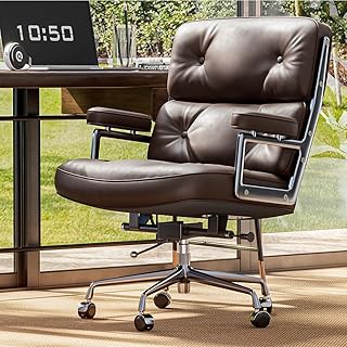 Genuine Mid-Back Leather Chair