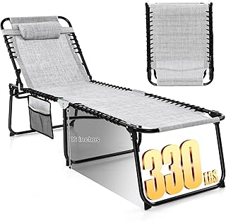 GYMAX Adjustable Beach Lounger