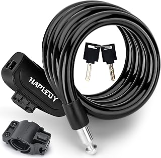 Hapleby Premium Bike Lock with 2pcs Keys, Professional Bike Cable Lock of 4 Feet, Heavy Duty Bicycle Lock Cable for Strong Anti-Theft, Come with 1PCS Mounting Bracket