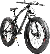 26 Inch Fat Tire Mountain Bike with Dual Disc Brakes | High-Aluminum/Carbon | 7 Speed | Non-Slip Wide Tires | for Men and Women