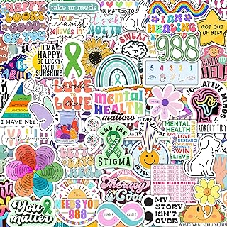 150 PCS Mental Health Matters Stickers Pack for Journals, Laptops, Water Bottles, Therapist Office Decor, Counselor Office Must Haves, Positive Quote Decals for Mental Health Awareness (150)
