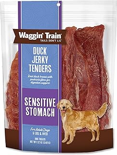 Waggin' Train Duck Jerky Tenders for Sensitive Stomach for Dogs - 12 oz Pouch - Grain Free, High Protein Dog Treat