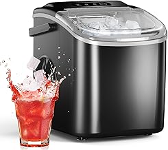 Ice Maker Countertop, Efficient Easy Carry Ice Machine, Self-Cleaning Ice Maker with Ice Scoop & Basket, 9pcs/ 8mins 26.6Lbs Per Day for Home/Office/Kitchen,Black