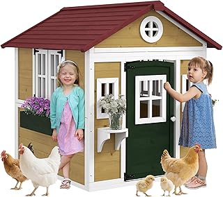 Outsunny Kids Wooden Playhouse