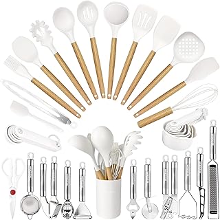 Silicone & Wood Kitchen Utensils Set