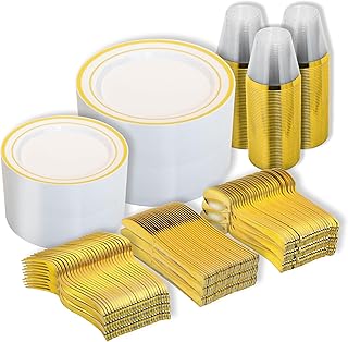 N9R Gold Disposable Dinnerware Set