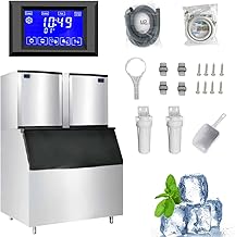 Commercial Ice Maker Machine 2000 Pounds Per Day, 1003 Lbs Storage Bin, Industrial Ice Machine, Ice Ready in 8-15 min, Stainless Steel Ice Maker for Bar/Cafe/Restaurant/Business