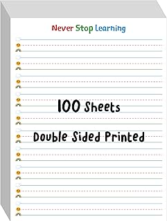 100 Sheets Ruled Writing Paper, Double-Sided Printing Skip-A-Line Ruled Writing Paper with Dotted Lines 1” Line Spacing Handwriting Practice Paper for Kindergarten Toddlers Kids (8” x 10.6”)