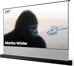 AWOL VISION 120" Motorized Rising Matte White Projector Screen for Long Short Ultra Short Throw Projector, Floor Stand Indoor Outdoor Theater Screen, 170°+ Viewable 4K/8K Ultra HD MW-F220