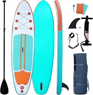 Inflatable Paddle Boards Stand Up Paddleboard Wide Stable with Premium SUP Paddle Board Accessories for All Skill Levels with Fins, Adjustable Paddle, Pump, Backpack, Leash